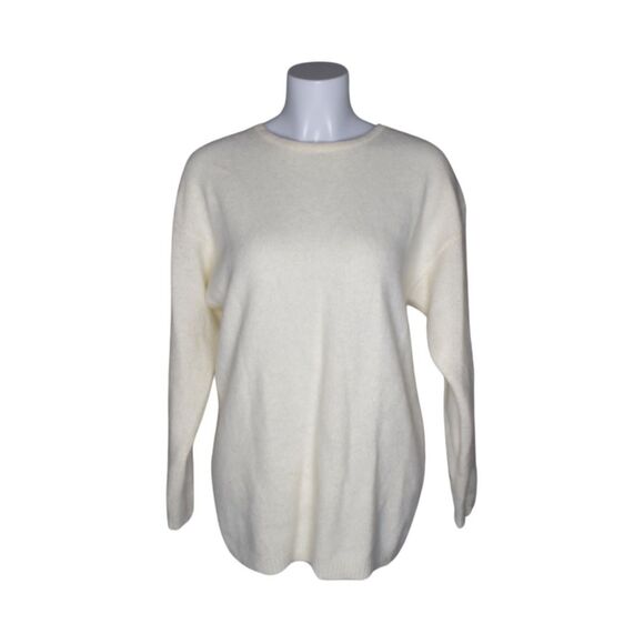 Rafaella 45% Angora Rabbit 40% Lambswool Crewneck Sweater Cream Womens Small - Picture 1 of 5